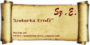 Szekerka Ernő névjegykártya